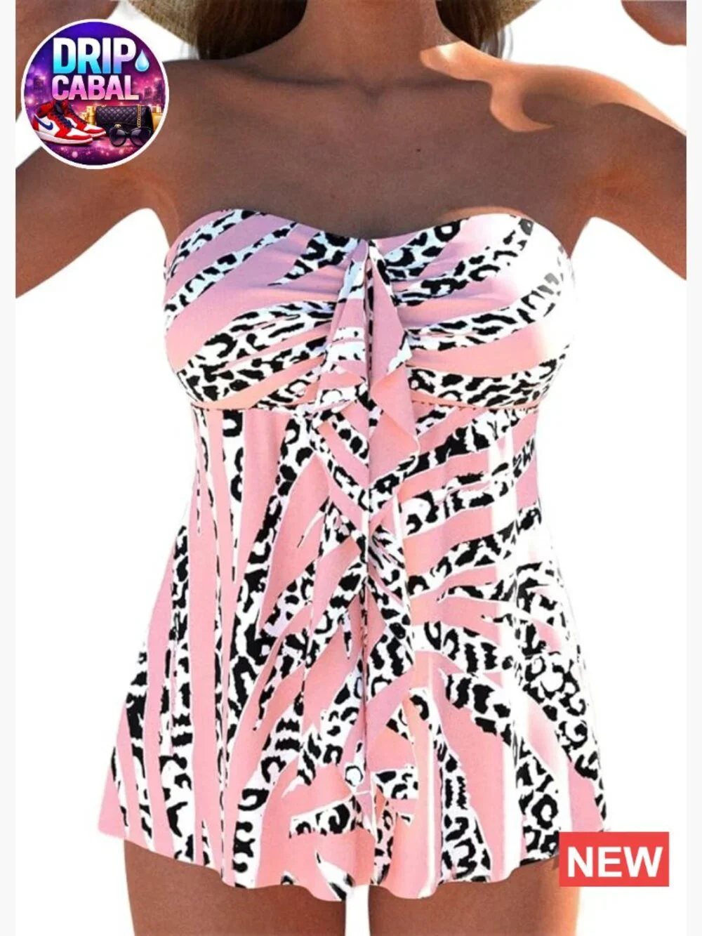 Two Piece Tankini Swimsuit with Bandeau Top and Briefs